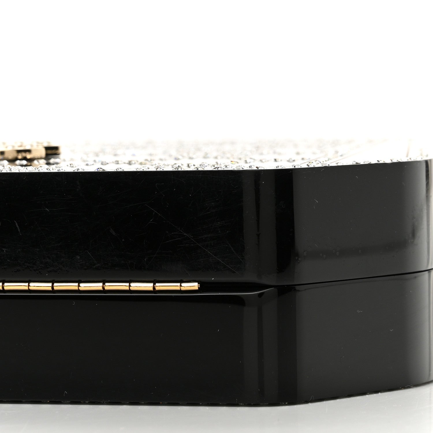 Chanel Plexiglass Crystal Quilted Minaudiere Clutch Black White 10 of 18