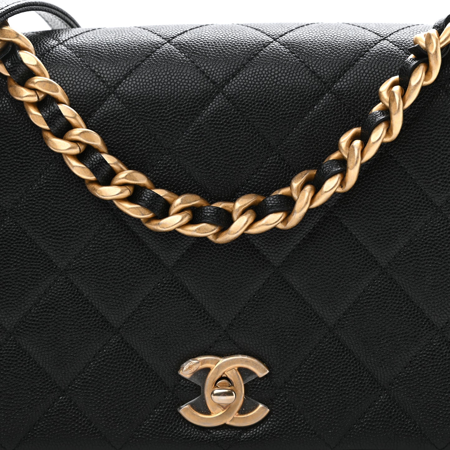 Caviar Quilted Medium Fashion Therapy Flap Bag Black