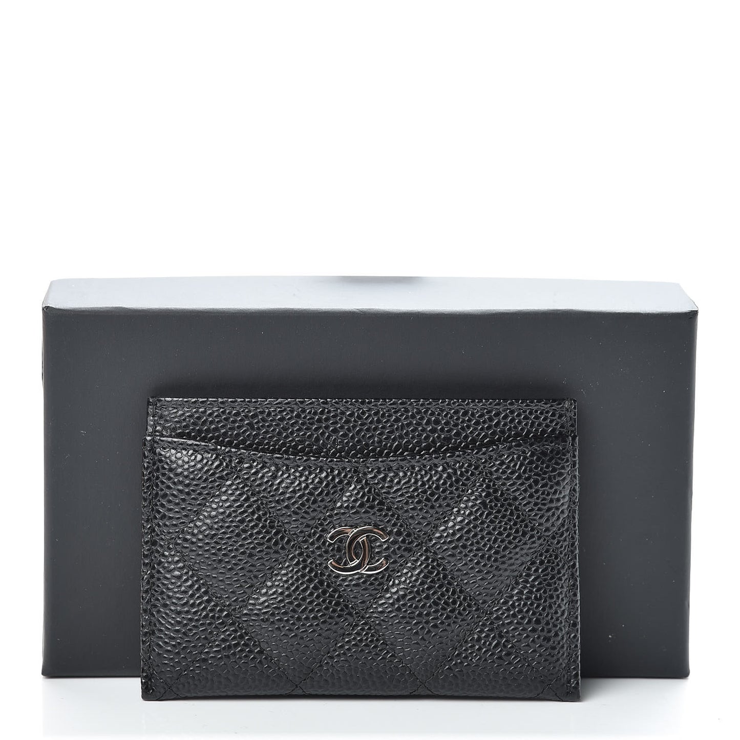 Caviar Quilted Card Holder Black