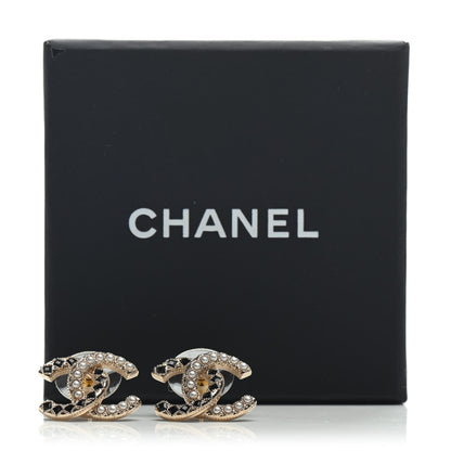 Chanel Resin Pearl CC Earrings Gold Black 5 of 5
