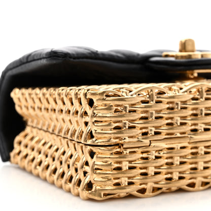 Chanel Woven Metal Lambskin Quilted Small Flap Black Gold 9 of 11