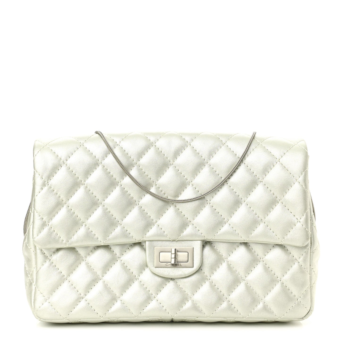 Metallic Calfskin Quilted 2.55 Reissue Clutch Silver