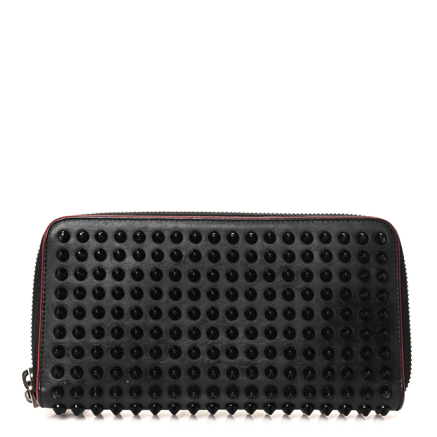 Calfskin Panettone Spiked Zip Around Wallet Black