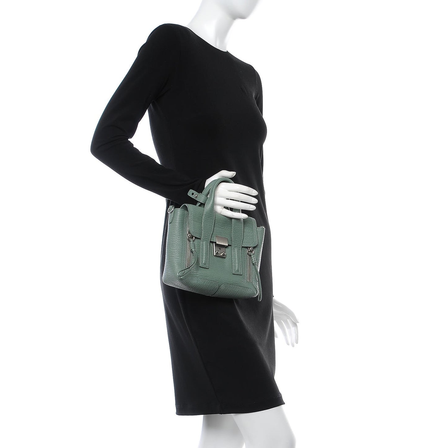 3.1 Textured Calfskin Mini Pashli Satchel Agave