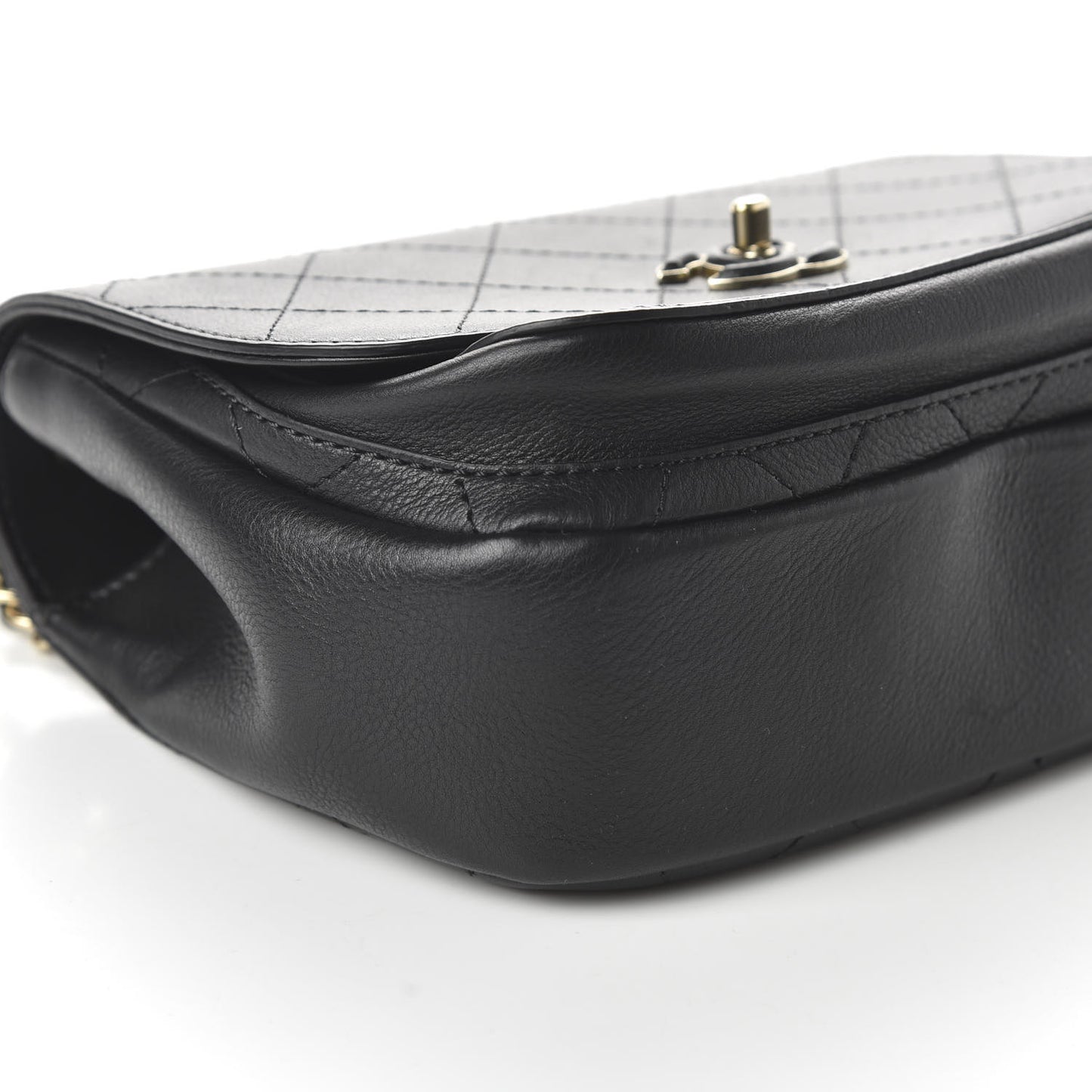 Calfskin Stitched Small Flap Bag Black