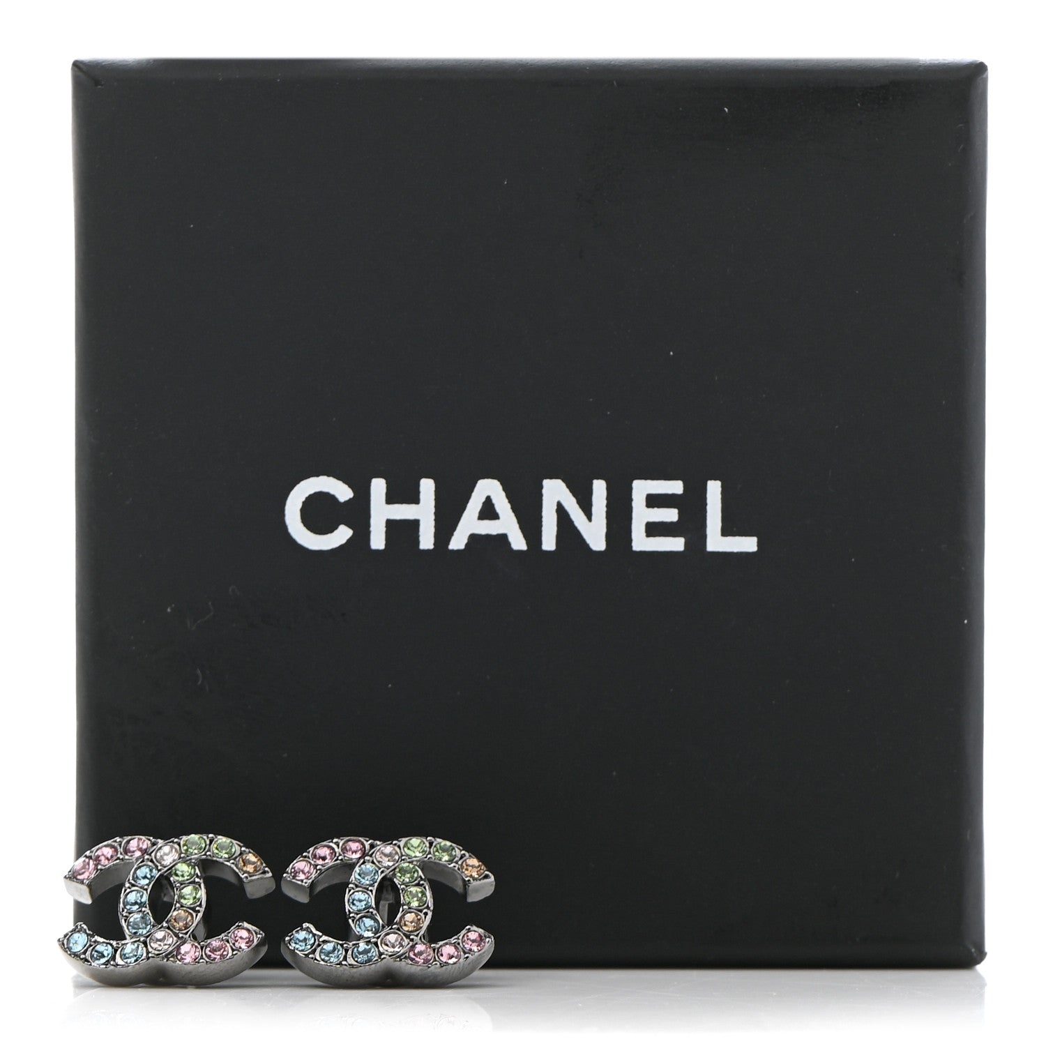 Chanel Ruthenium Crystal CC Earrings Multicolor 5 of 5