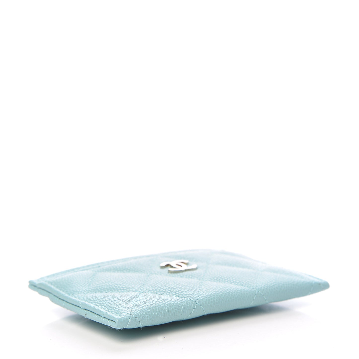 Caviar Quilted Card Holder Light Blue