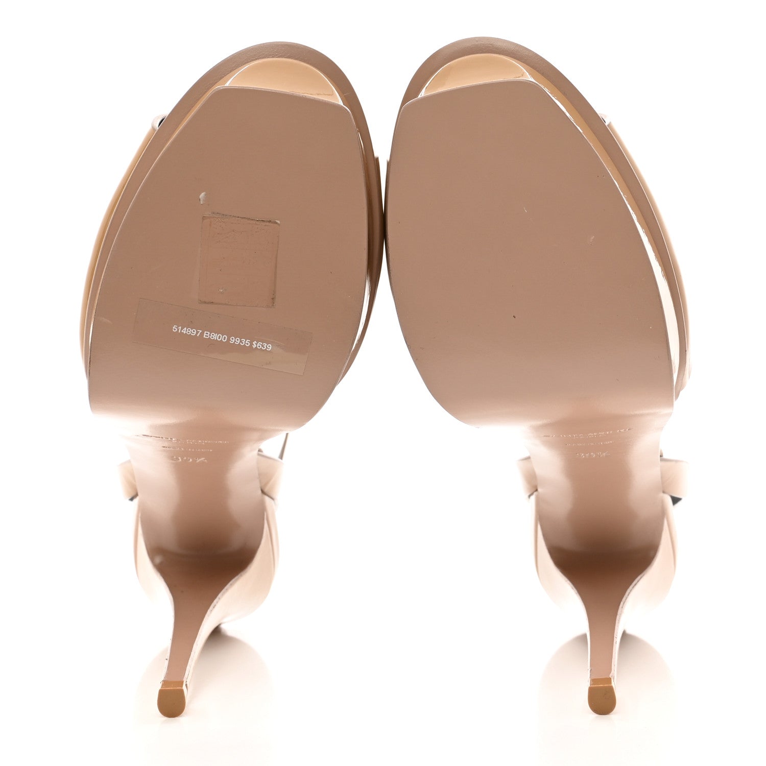 Saint Laurent Vitello Vernice Tribute 105 Sandals 39.5 Soft Nude 5 of 12