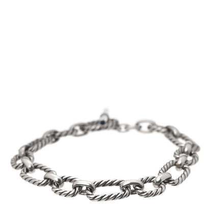 David Yurman Sterling Silver Blue Sapphire 9.5mm Cushion Link Bracelet 1 of 6