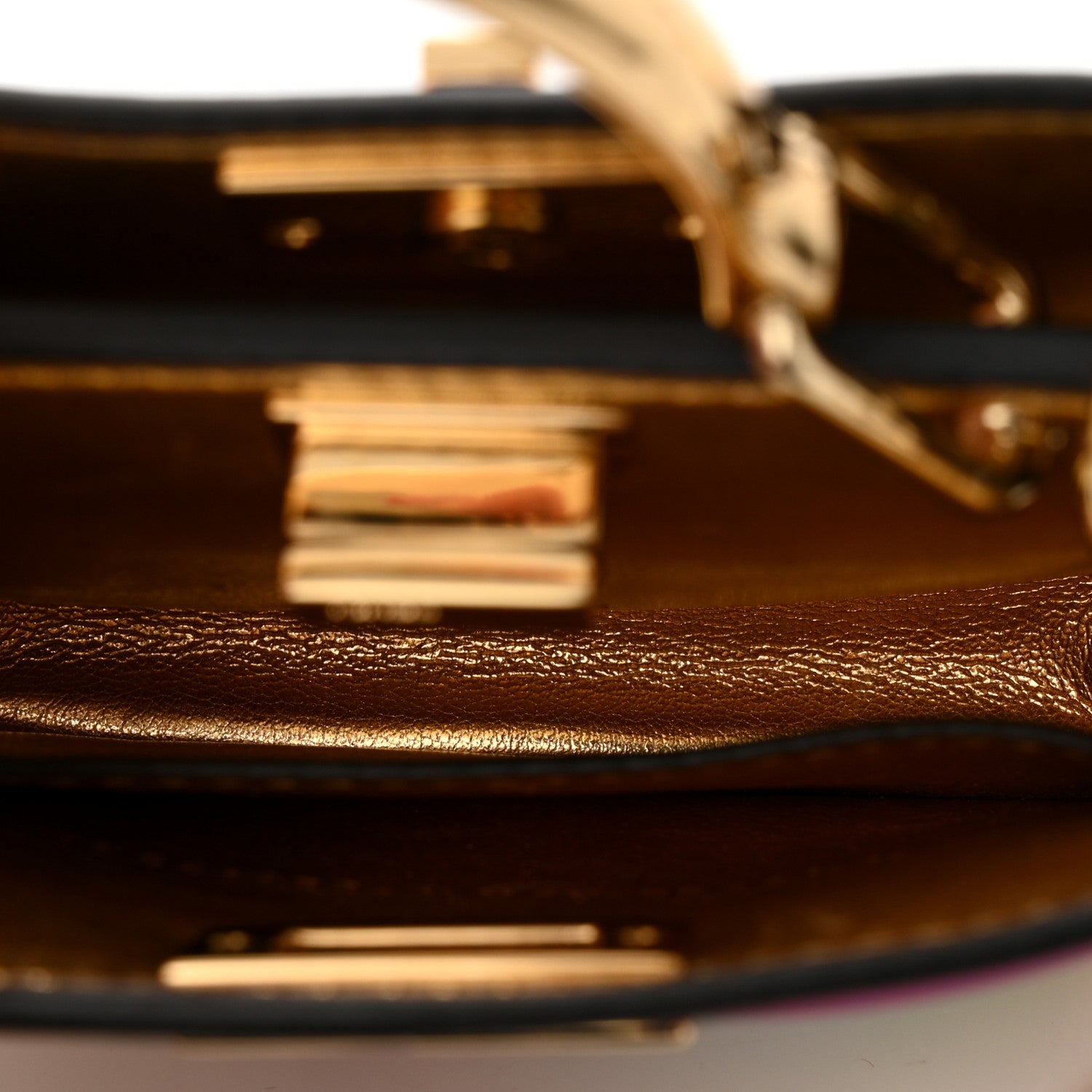 Fendi Nappa Rainbow Inlay Nano Peekaboo Maxi Handle Satchel Azzurro Baby Multicolor 6 of 12