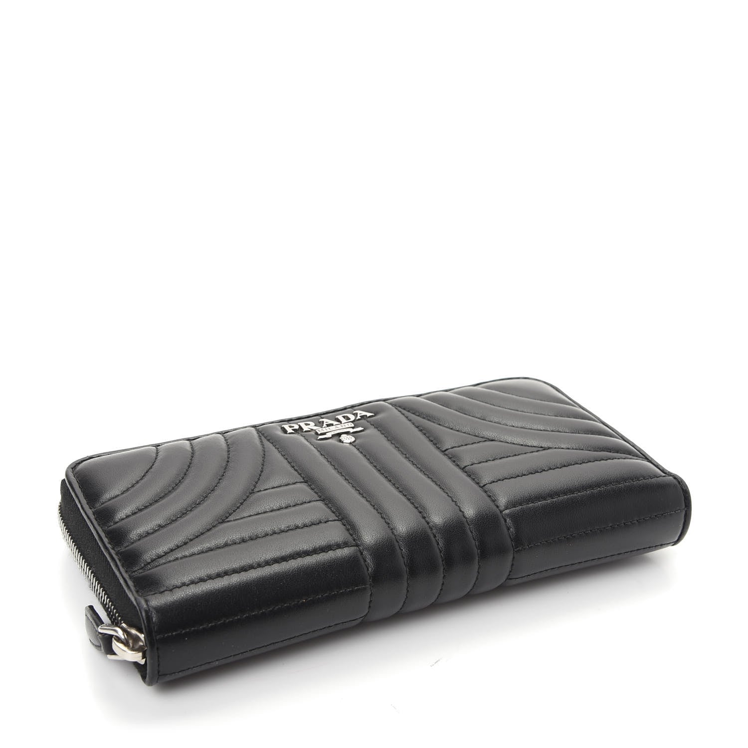 Prada Soft Calfskin Diagramme Zip Around Wallet Black 4 of 7