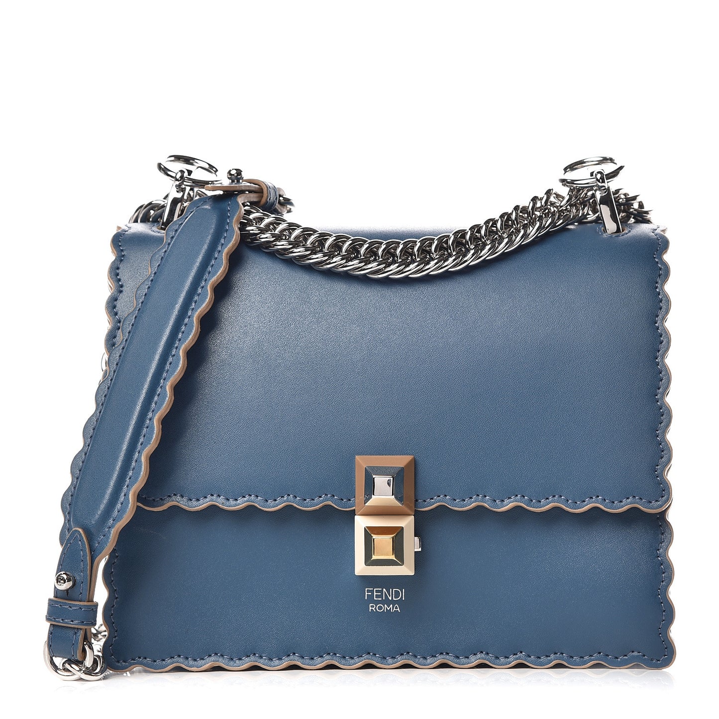 Vitello Liberty Scalloped Studded Small Kan I Shoulder Bag Balena