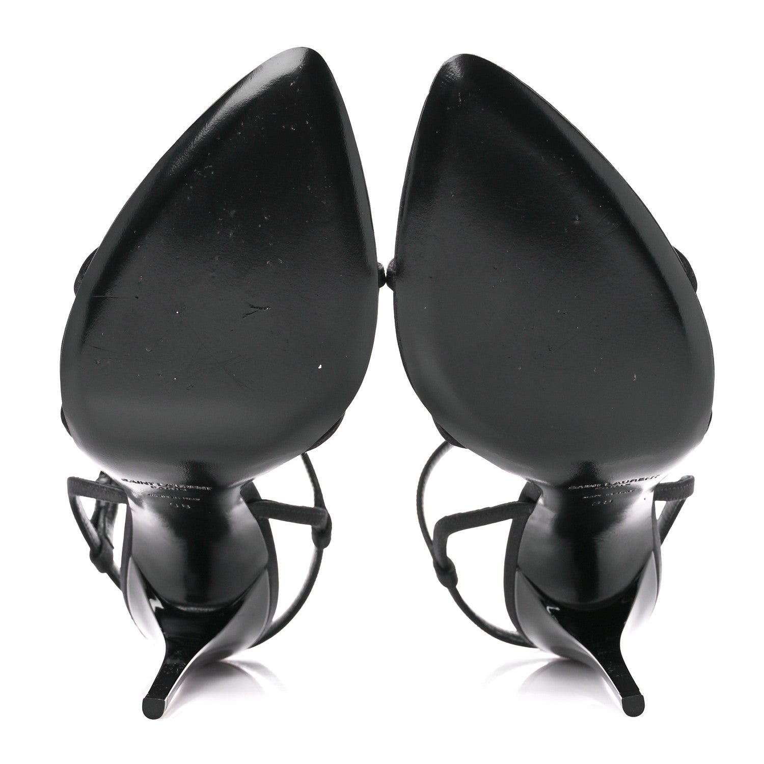 Saint Laurent Crepe Satin Clara 110 Ankle Strap Sandals 38 Black 5 of 9