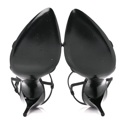 Saint Laurent Crepe Satin Clara 110 Ankle Strap Sandals 38 Black 5 of 9