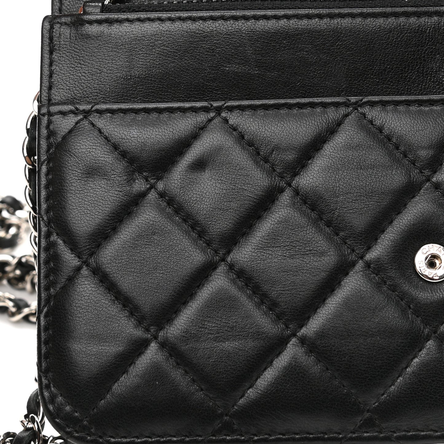 Lambskin Quilted Wallet On Chain WOC Black