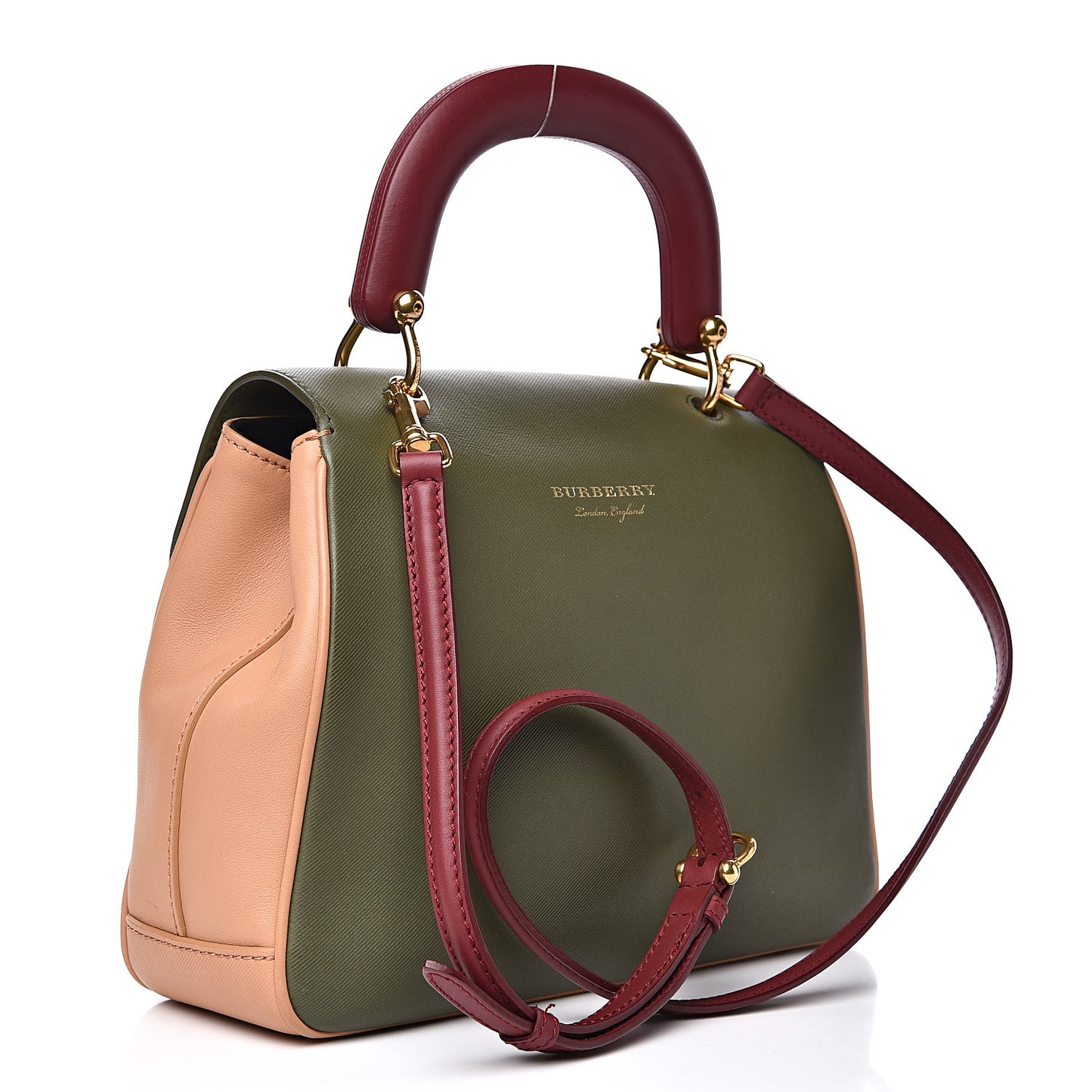 Trench Calfskin Medium DK88 Top Handle Bag Pale Clementine Moss Green