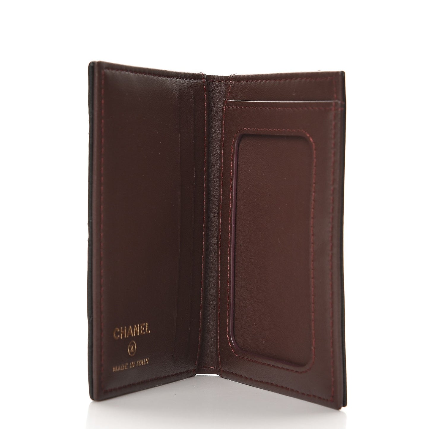 Lambskin Quilted Card Holder Wallet Black