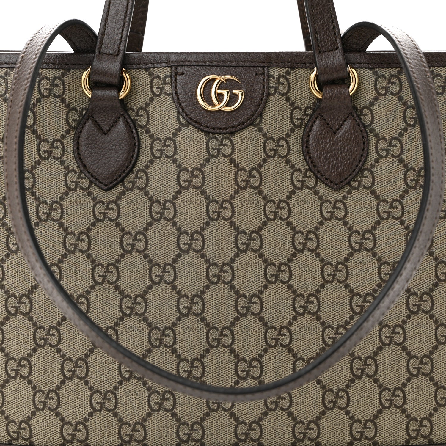 Gucci GG Supreme Monogram Textured Calfskin Small Ophidia Shoulder Tote Bag Beige Ebony New Acero 8 of 10