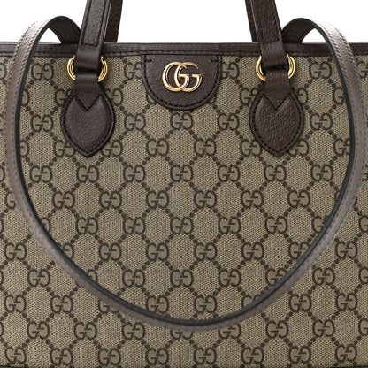 Gucci GG Supreme Monogram Textured Calfskin Small Ophidia Shoulder Tote Bag Beige Ebony New Acero 8 of 10