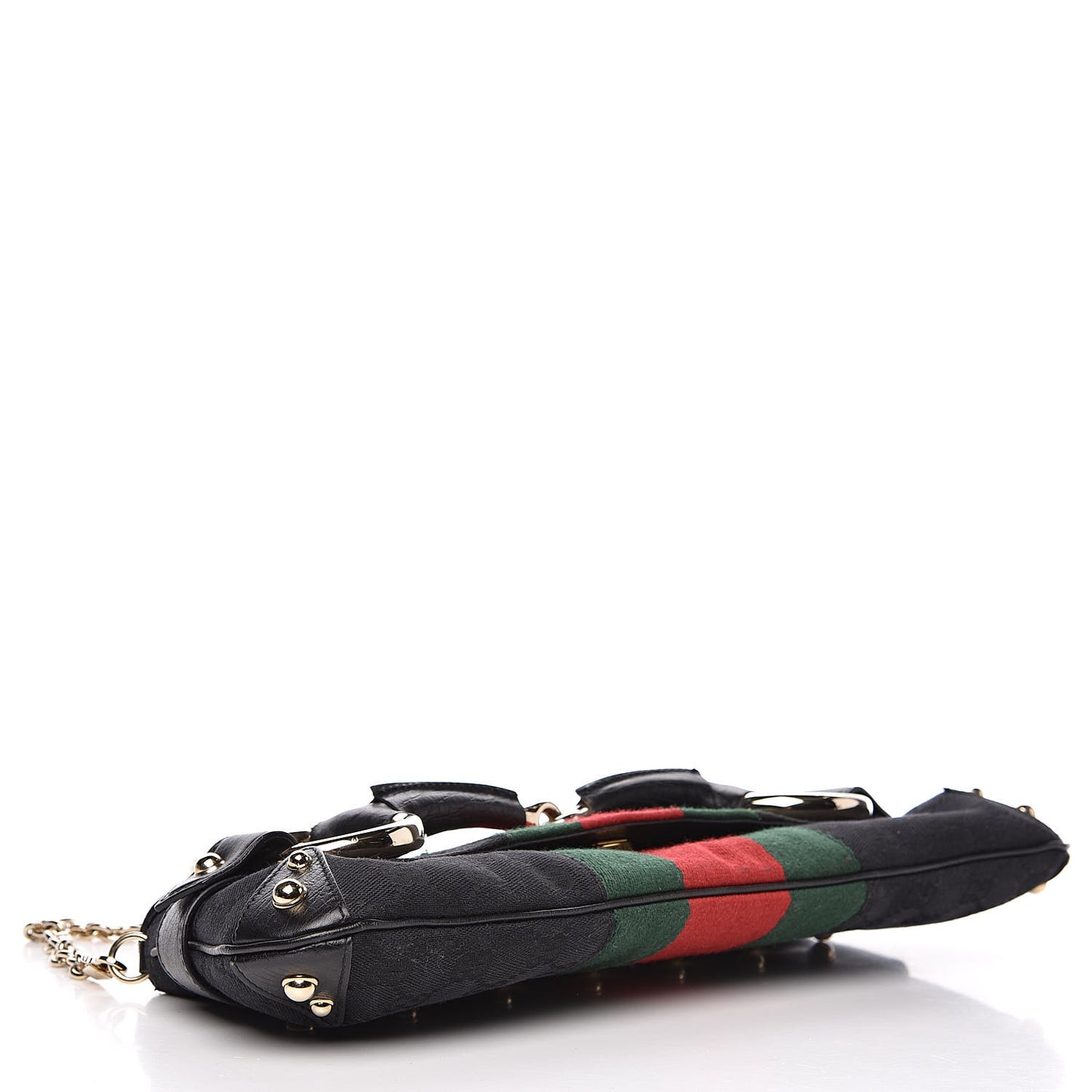 Monogram Web Horsebit Chain Clutch Black