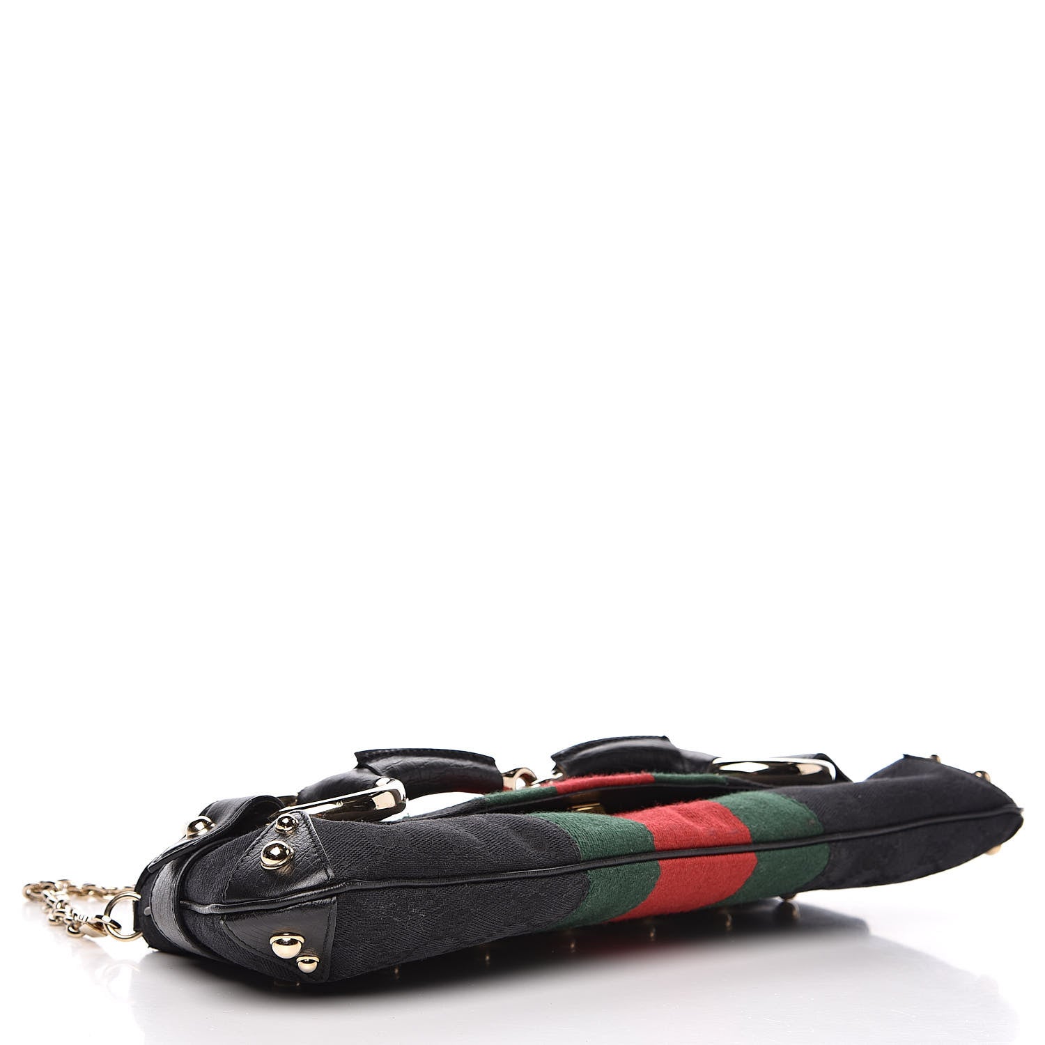Gucci Monogram Web Horsebit Chain Clutch Black 4 of 9