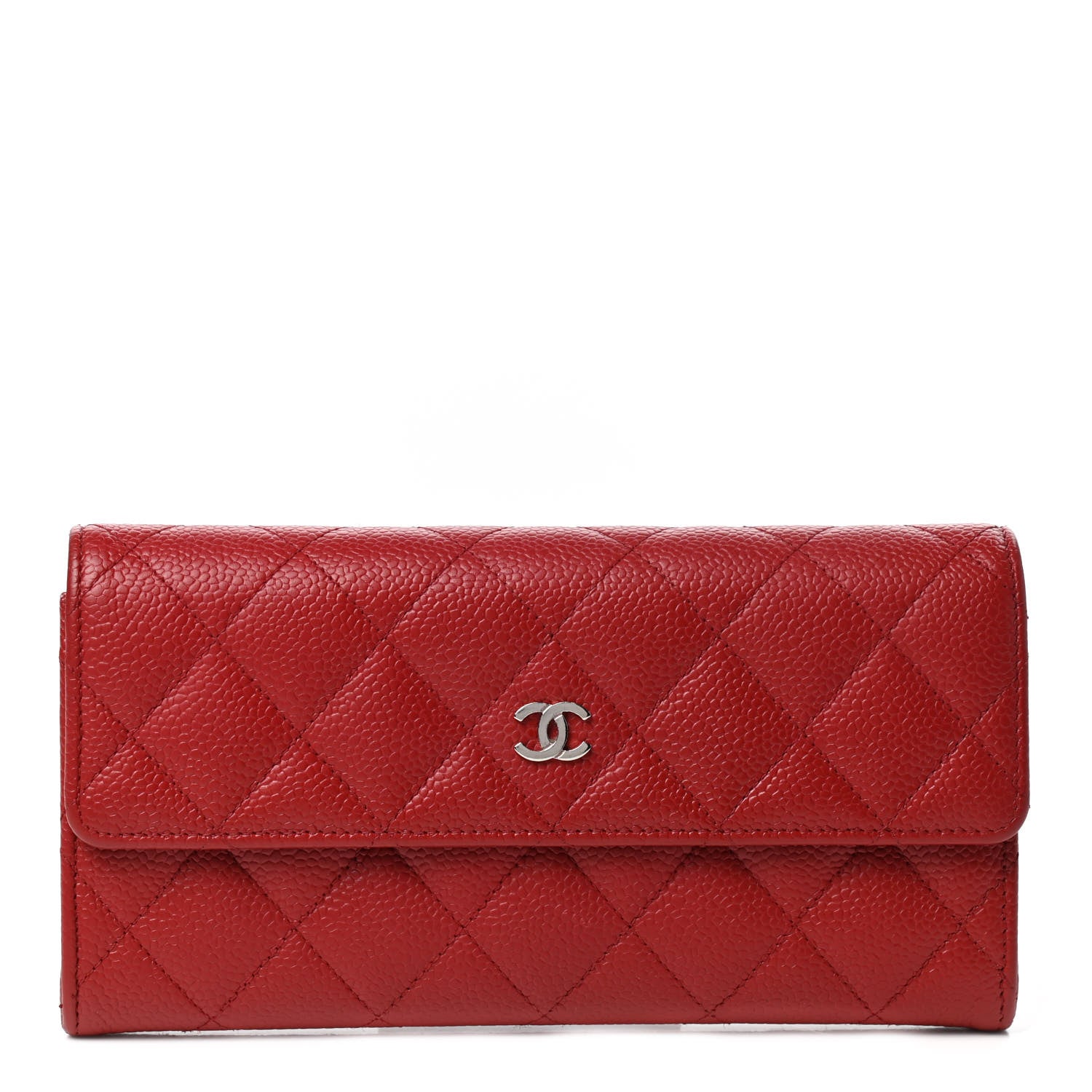 Chanel Caviar Quilted Large Gusset Flap Wallet Red 1 of 8