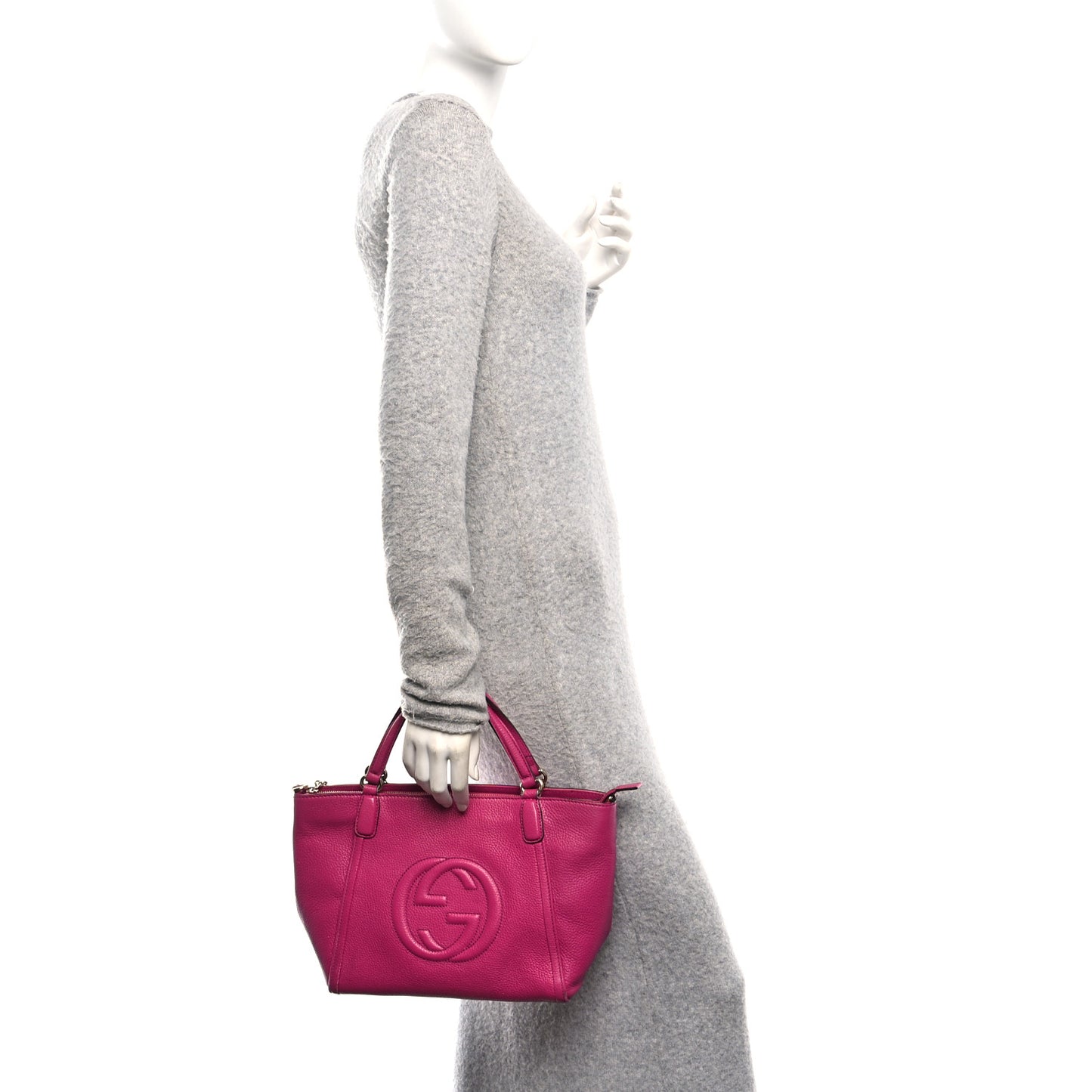 Pebbled Calfskin Small Soho Top Handle Bag Bright Bougainvillea