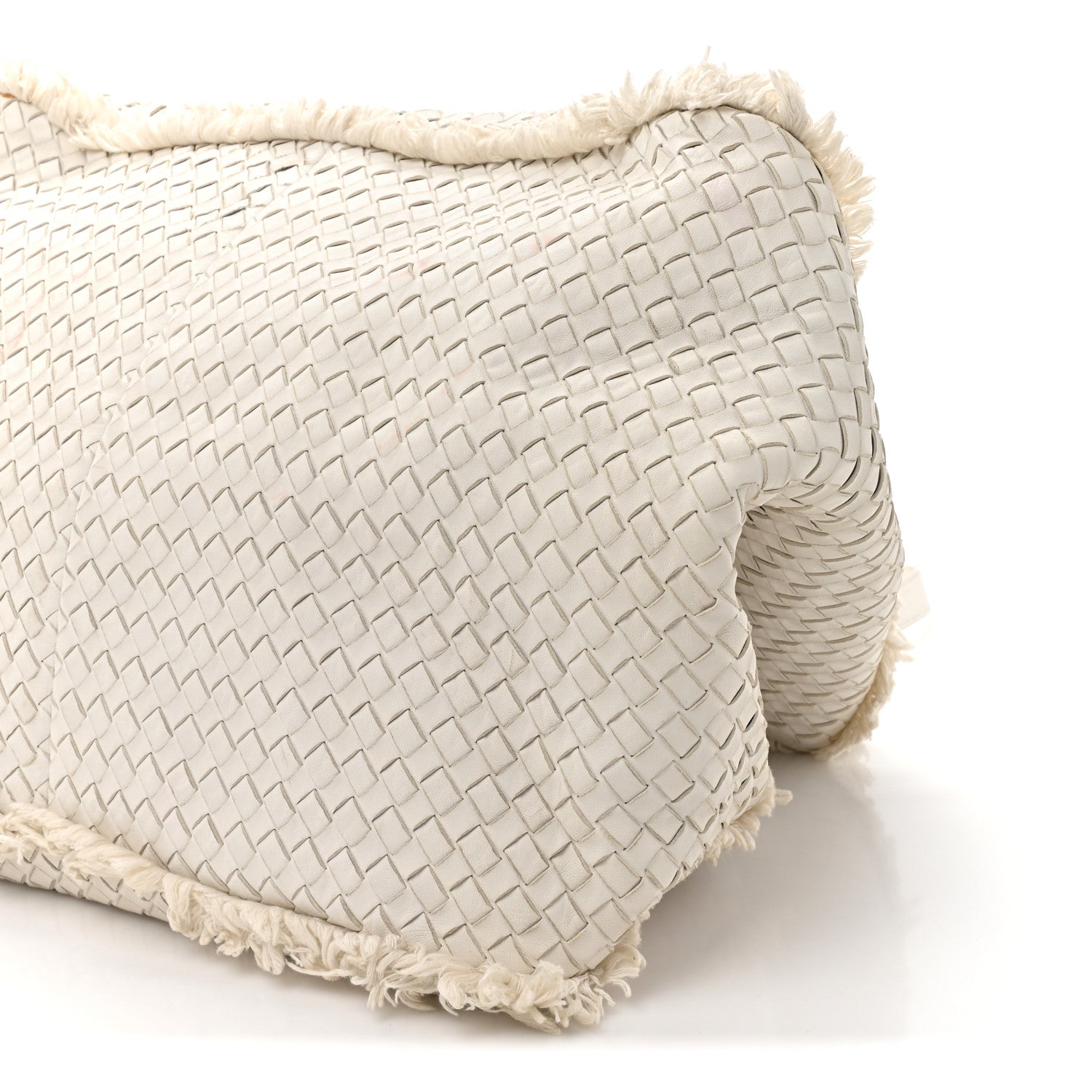 Bottega Veneta Nappa Intrecciato Canvas Fringe Maltinto Tote White 9 of 18
