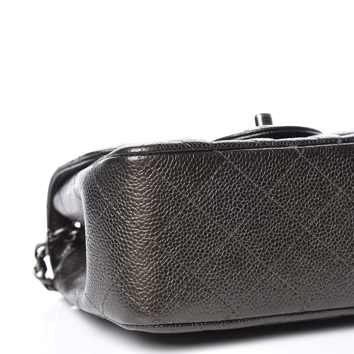 Caviar Quilted Mini Square Flap Dark Charcoal