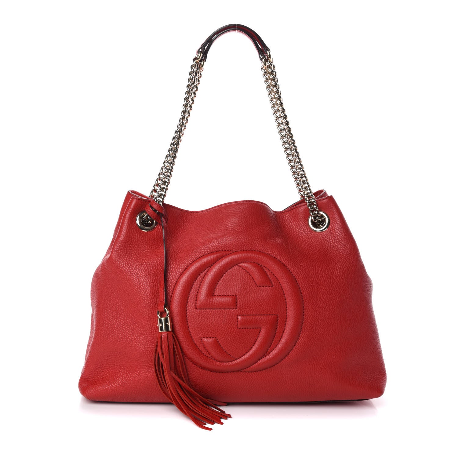 Gucci Pebbled Calfskin Medium Soho Chain Shoulder Bag Tabasco Red 1 of 12