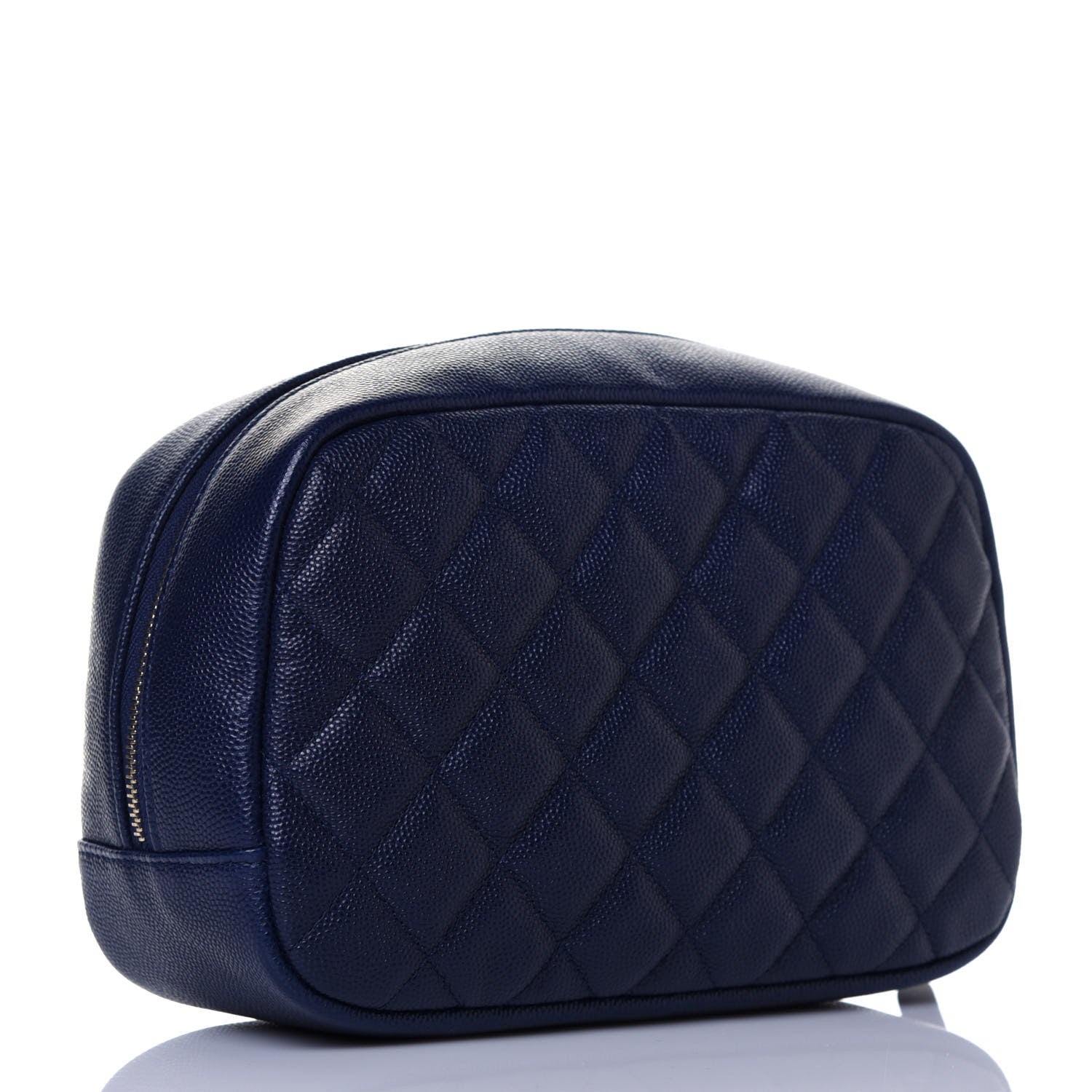 Chanel Caviar Quilted Curvy Pouch Cosmetic Case Navy 2 of 12