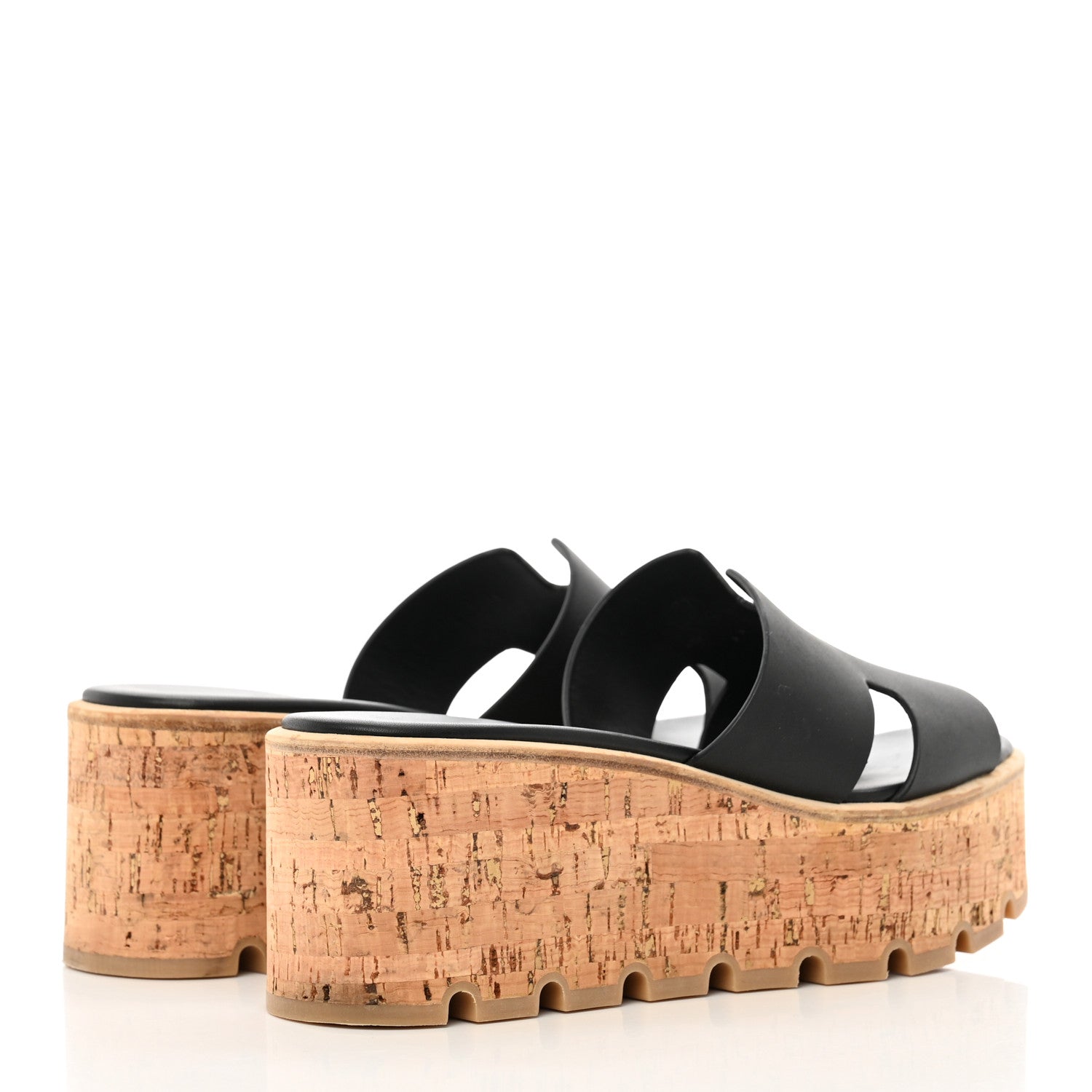 Hermes Calfskin Cork Eze 30 Sandals 37 Black 4 of 16