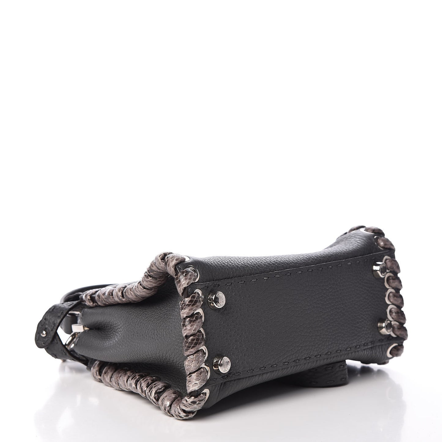 Cuoio Romano Elaphe Selleria Lace Up Bi-Color Mini Peekaboo Iconic Satchel Asfalto Latte Fumo
