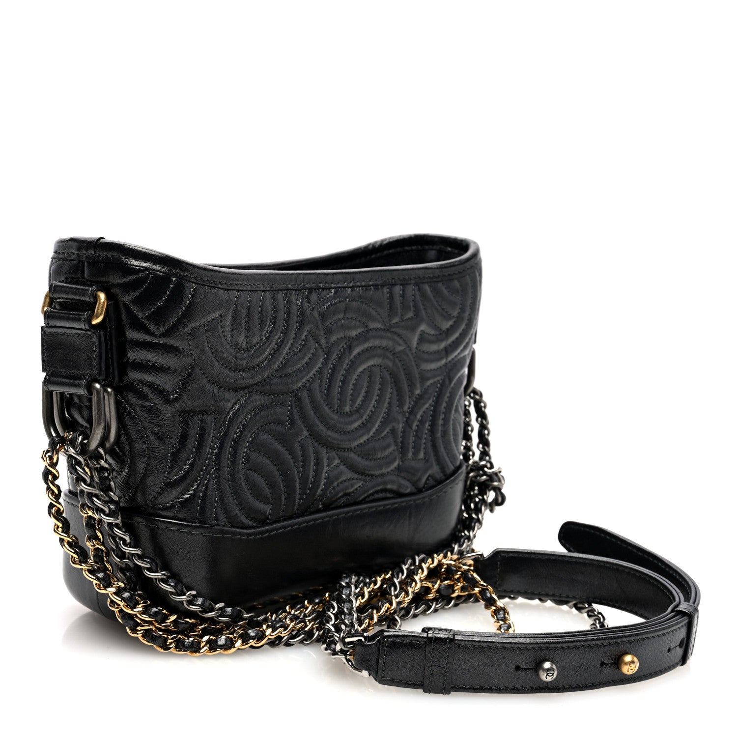 Chanel Aged Calfskin CC Quilted Small Gabrielle Hobo Black 3 of 10