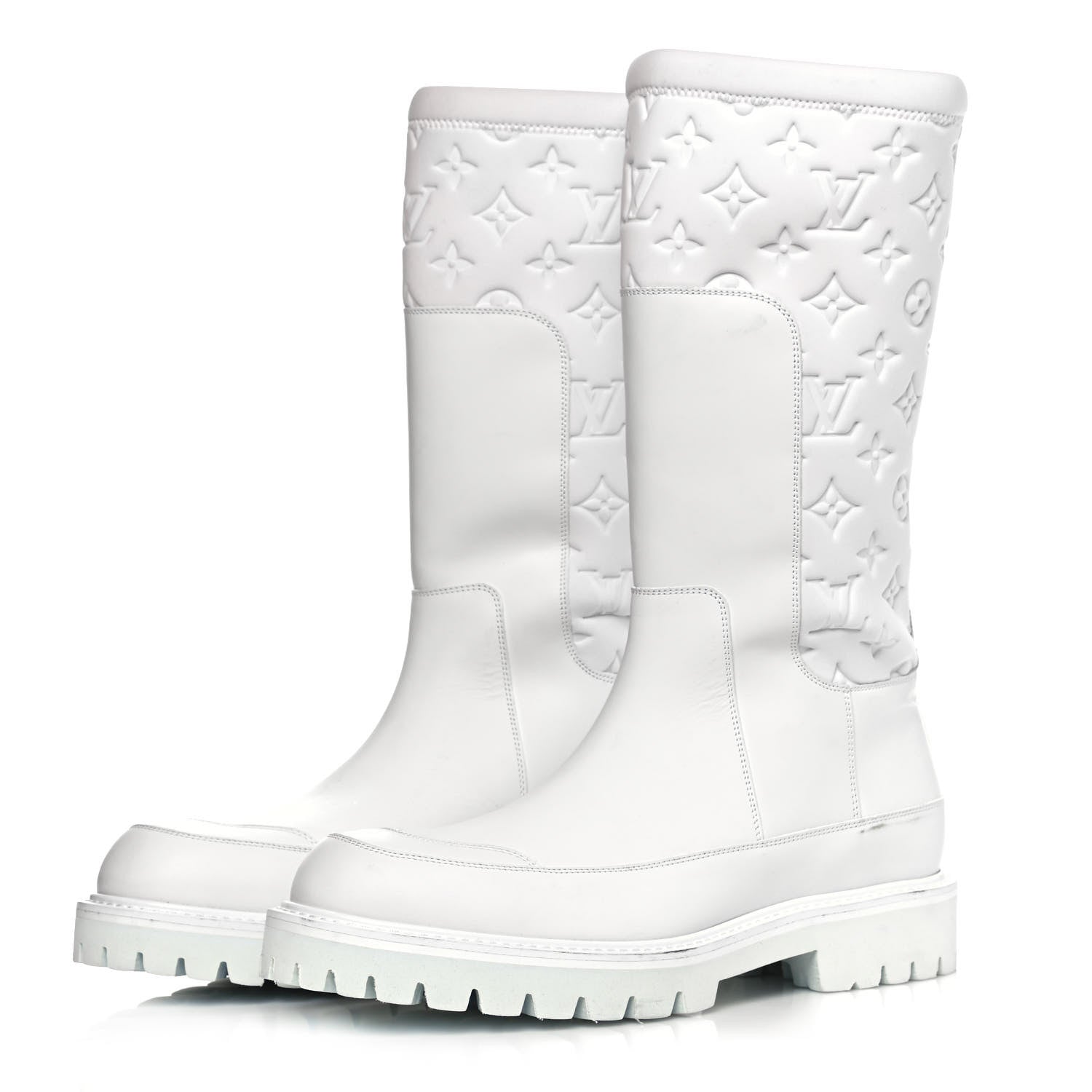 Louis Vuitton Calfskin Monogram Embossed Neoprene Mens Landscape Ankle Boots 7.5 White 3 of 15