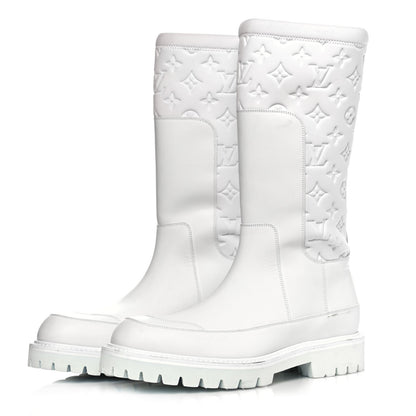 Louis Vuitton Calfskin Monogram Embossed Neoprene Mens Landscape Ankle Boots 7.5 White 3 of 15