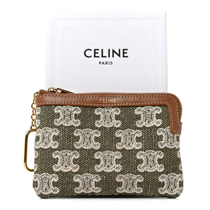 Celine Triomphe Canvas Calfskin Coin and Card Pouch Khaki 8 of 8