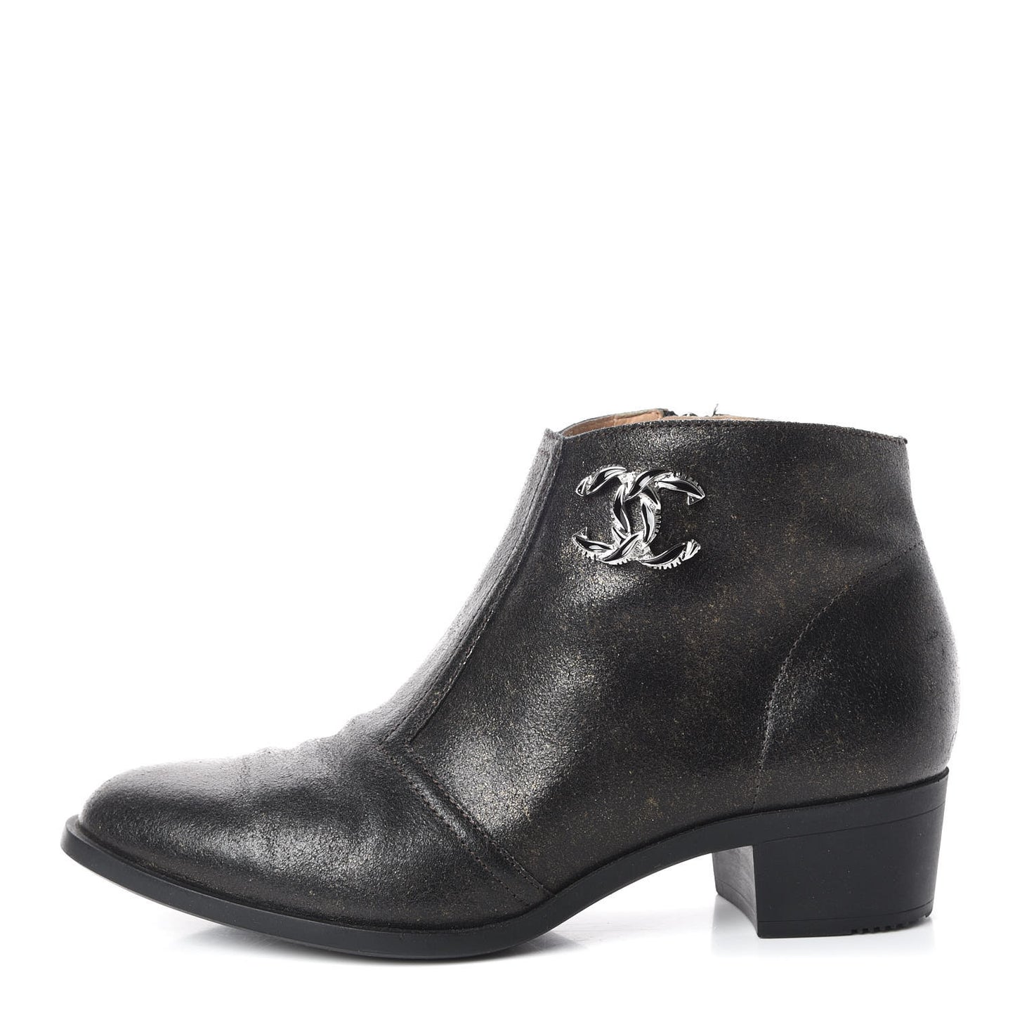 Metallic Fantasy Calfskin Ankle Boots 37.5 Dark Gold