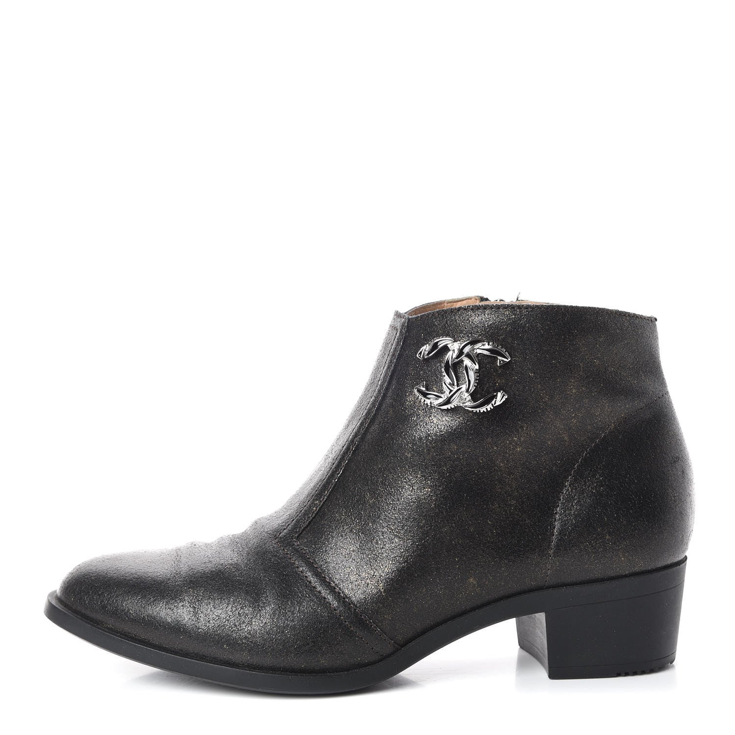 Chanel Metallic Fantasy Calfskin Ankle Boots 37.5 Dark Gold 1 of 10