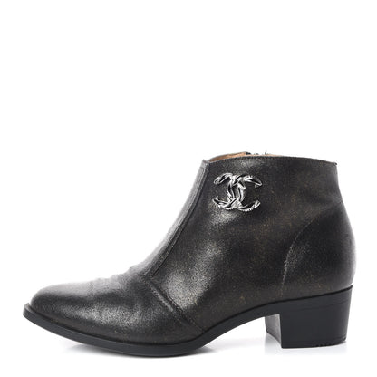 Chanel Metallic Fantasy Calfskin Ankle Boots 37.5 Dark Gold 1 of 10