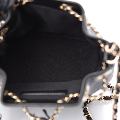 Chanel Calfskin Stitched Mini Drawstring CC Bag Black 5 of 11