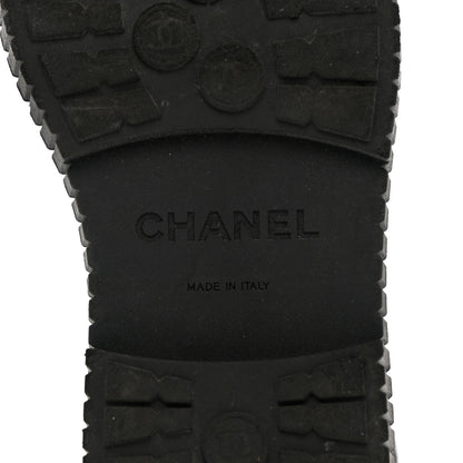 Chanel Calfskin Grosgrain Quilted Lace Up Boots 37 Black Grey 8 of 19