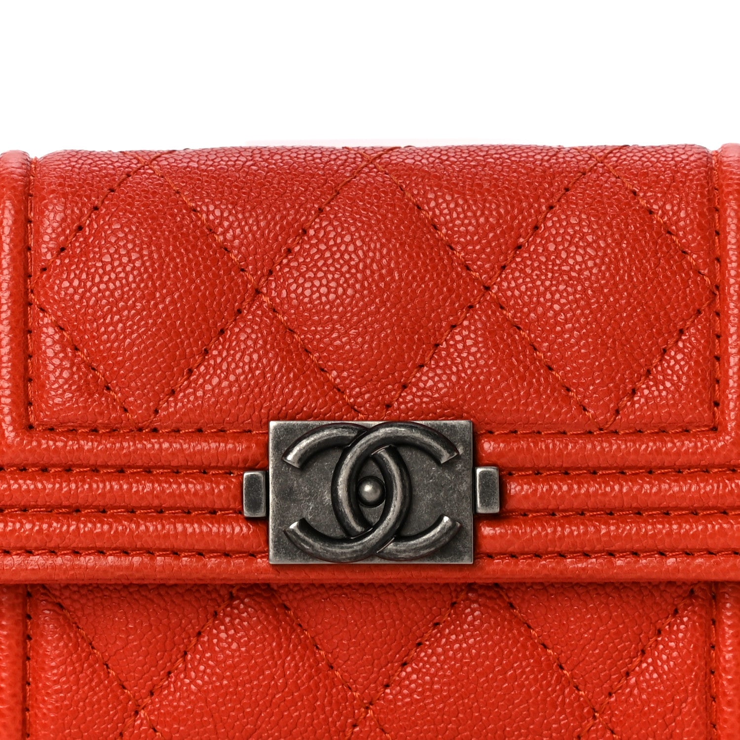 Chanel Caviar Quilted Boy Flap Card Holder Orange 9 of 11