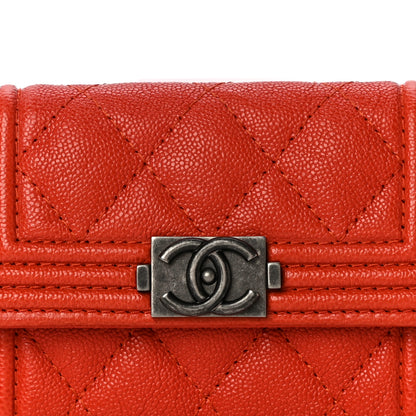 Chanel Caviar Quilted Boy Flap Card Holder Orange 9 of 11