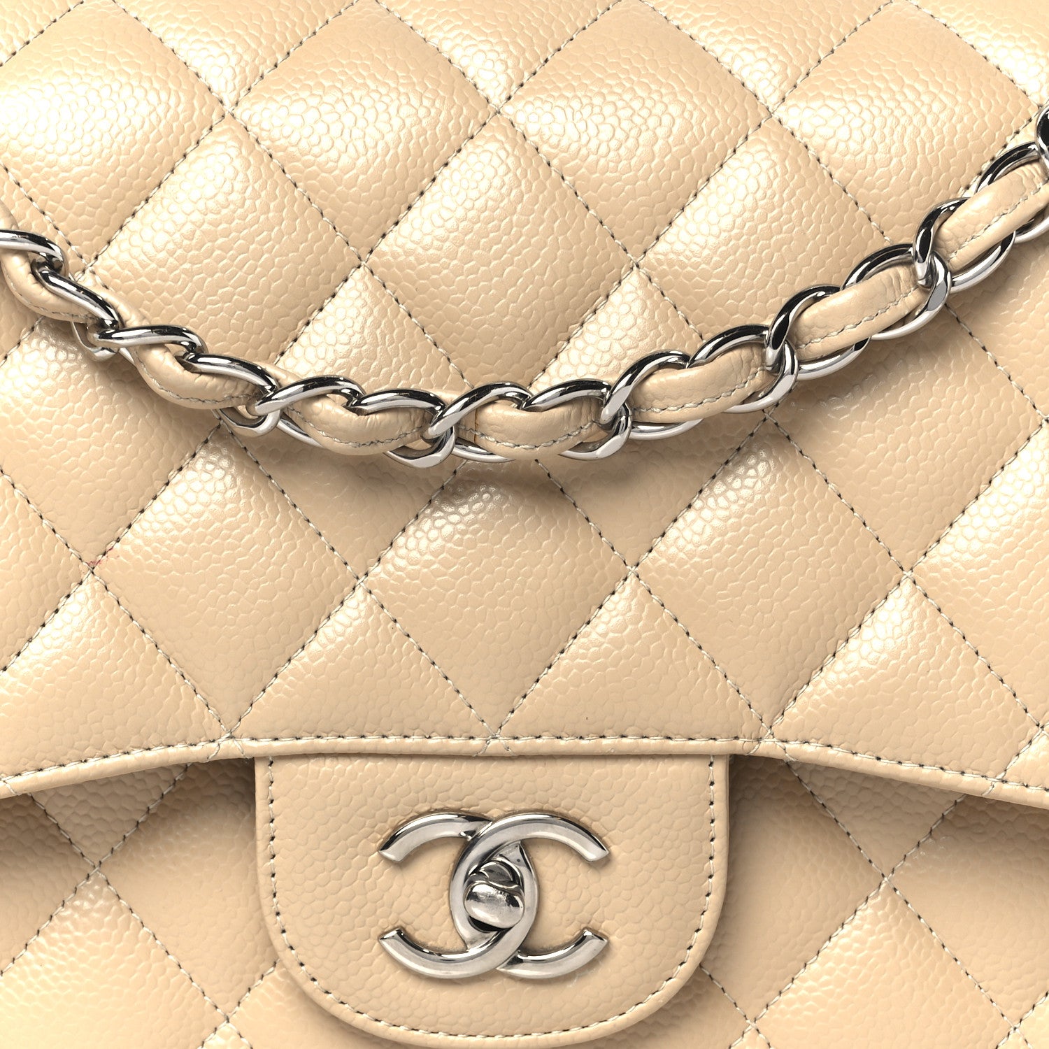 Chanel Caviar Quilted Jumbo Double Flap Beige Clair 9 of 11