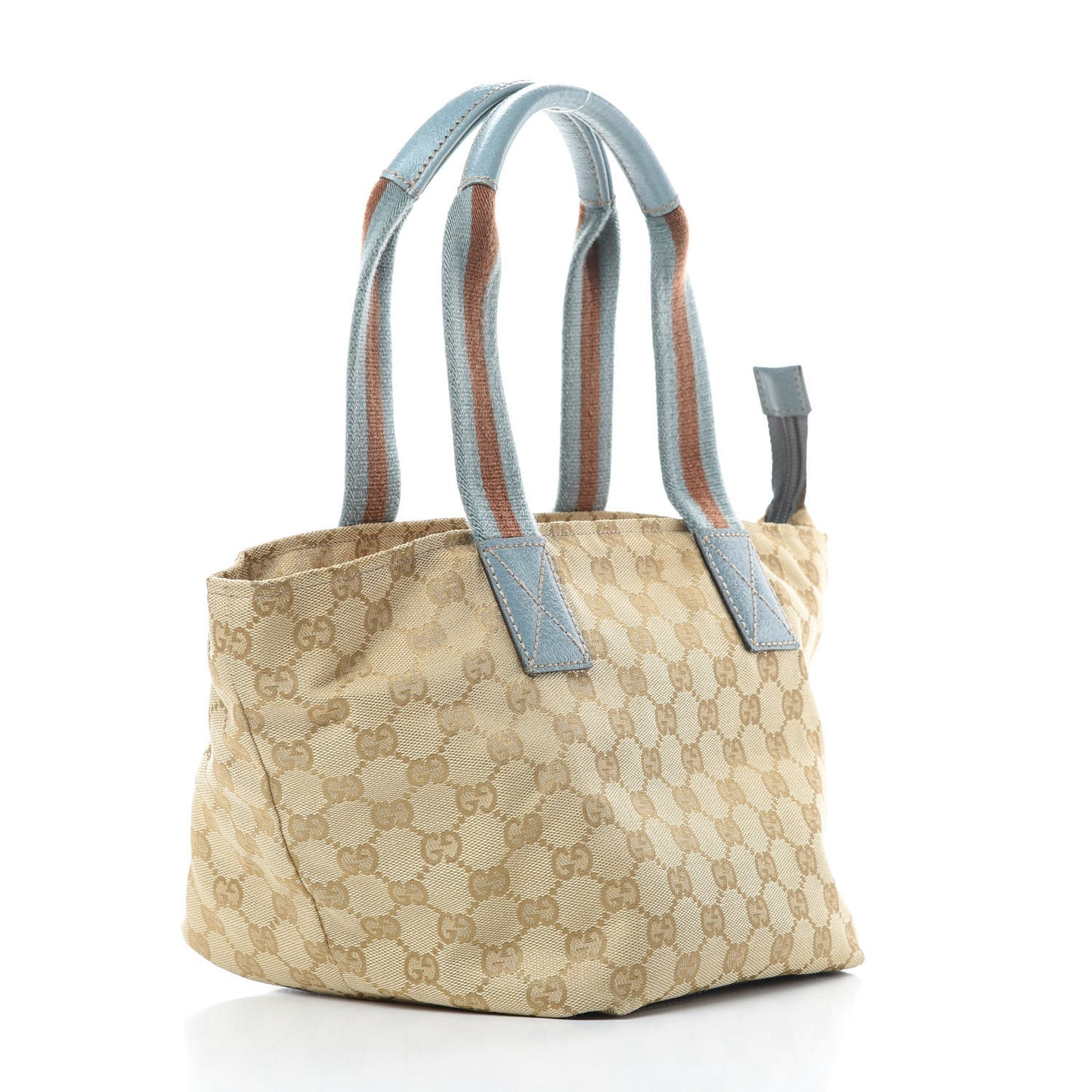 GG Monogram Small Web Handle Bucket Tote Blue