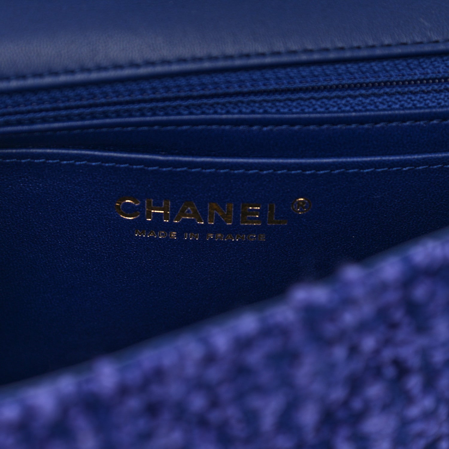 Chanel Tweed Quilted Mini Rectangular Flap Blue 6 of 10