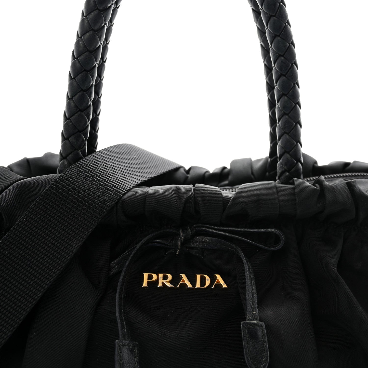 Prada Tessuto Nylon Bow Shoulder Bag Black 7 of 9