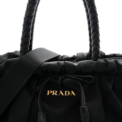 Prada Tessuto Nylon Bow Shoulder Bag Black 7 of 9