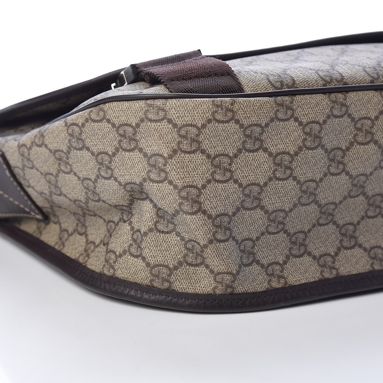 Gucci GG Plus Monogram Medium Double Buckle Flap Messenger Bag Beige Dark Brown 5 of 13
